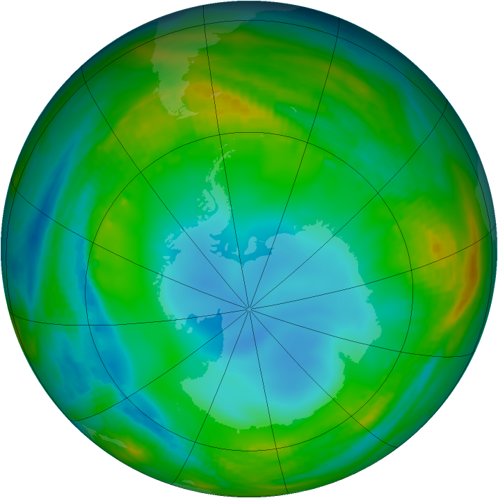 Antarctic ozone map for 10 July 1983